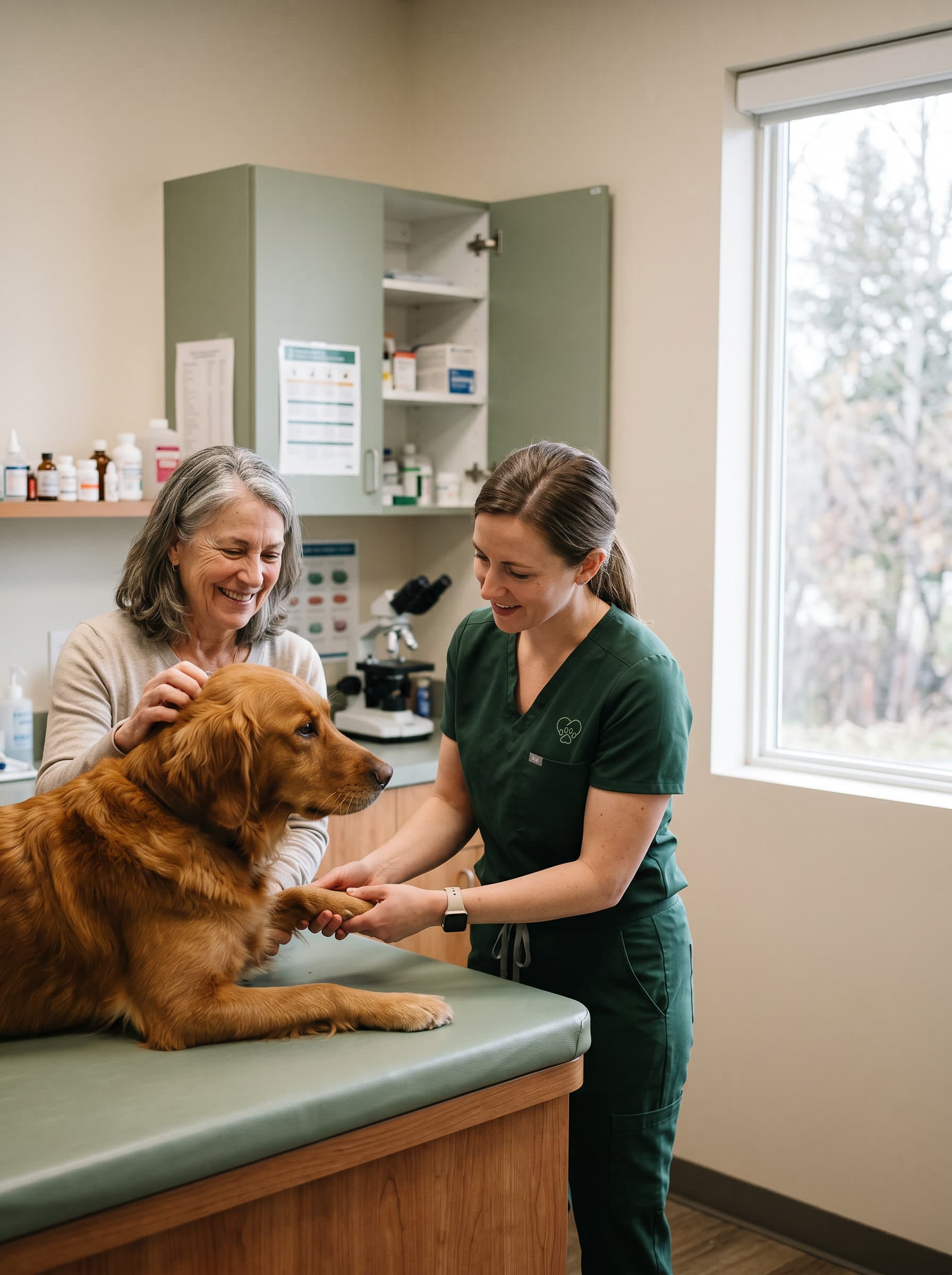 Veterinarian examining a patient